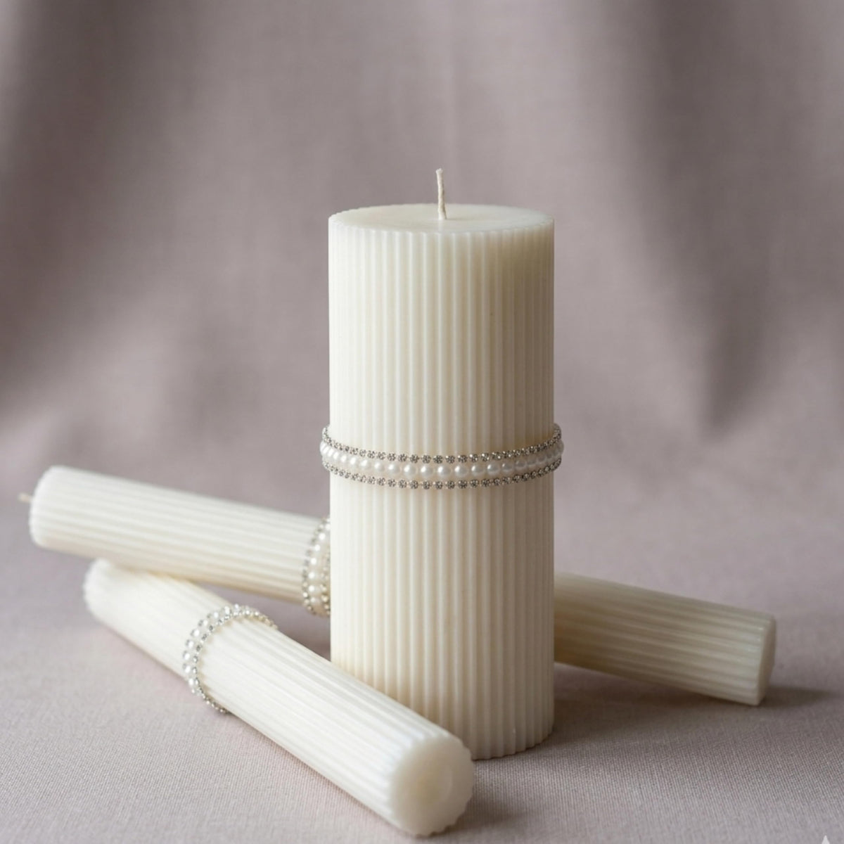 Magik Life Unity Candle Set - Wedding Ceremony & Reception – 6” Pillar & Two 10” Taper Candles – Long Burning Unity Candles for Marriage Ritual & Home Decor– Handmade in USA – King|White