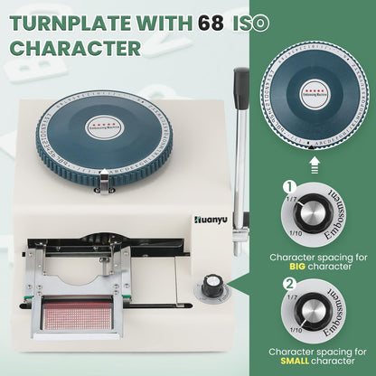 Huanyu PVC Card Embosser 68 Characters Manual Embossing Machine Credit ID VIP Code Gift Card Printer Letterpress Stamping Print Machine