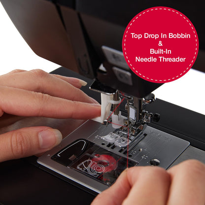 SINGER Heavy Duty 6600C Sterling Sewing Computerized Machine + Accessory | 100 Built-In Stitches Deliver 215 Stitch Applications| 60% More Power, 1100 Stitches/Min| Metal Frame, 6 One-Step Buttonhole
