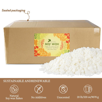 Wfmolcand Natural Soy Wax for Candle Making 20 lb Bag, Soy Wax Flakes,DIY Candle