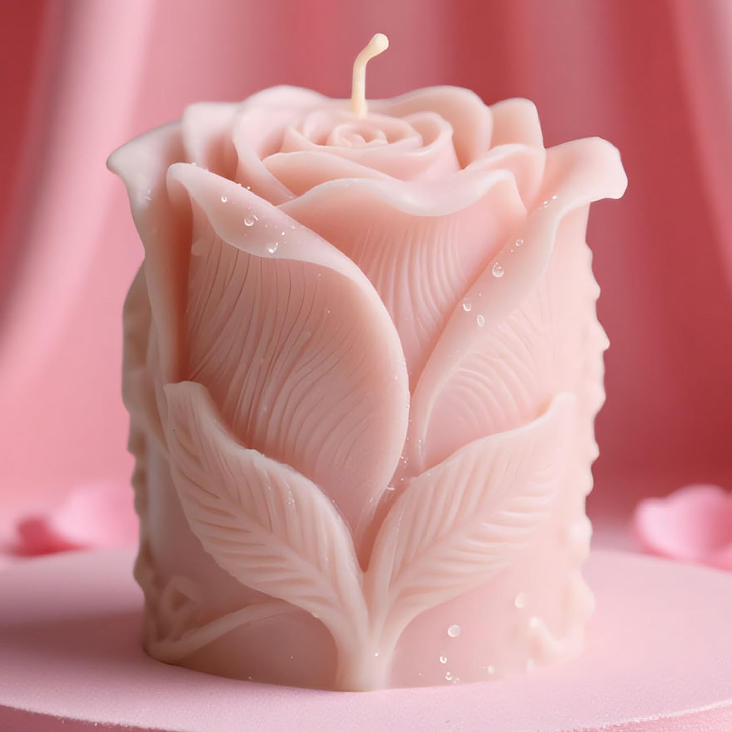 Large Tulip Bud Flower Succulent Leaves Cylinder Molds Silicone Wave Spiral Candle Mold - Silicone Resin Casting Molds for Candle & Resin & Soap Craft Supplies