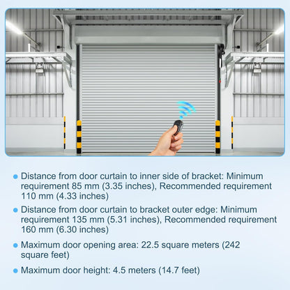 BINGOX Automatic Roll Up Garage Door Opener, 800N Quiet Roller Door Motor with 2 Remotes, Rolling Code Security, Auto Stop Safety Protection, for Residential & Commercial Roller Doors up to 14.7 ft