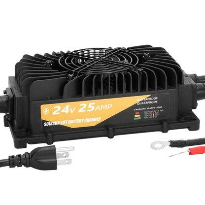 24V 25A Scissor Lift Battery Charger Compatible with Genie Skyjack JLG Scissor Lifts, 24 Volt Battery Charger for Forklift, Electric Pallet Jack, Floor Scrubber