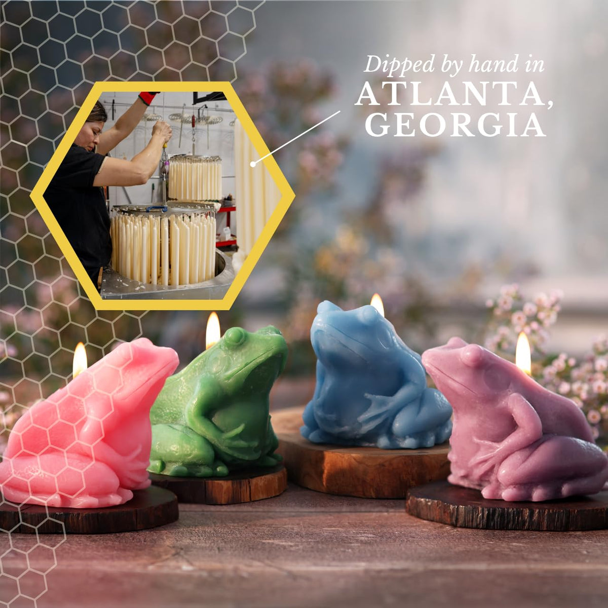 Big Dipper Wax Works Lilac Frog Candle, Hand-Sculpted Pure Beeswax, 2.5” x 3.5”, 24-Hour Clean Burn, Eco-Friendly Unscented Home Décor, Whimsical Garden Candle Made in USA