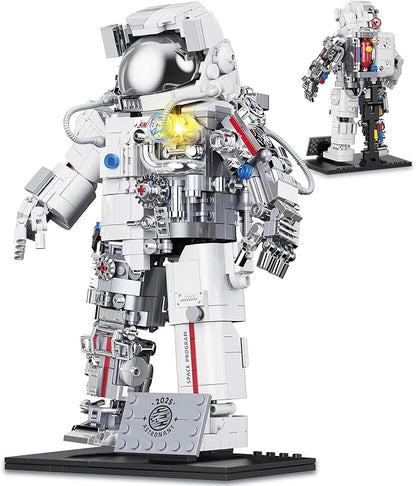 Space Astronaut Building Set Compatible with Lego Space Model with LED Light fors Adults Gifts for Boys 6+ 907 PCS Cool Collectible Gift Toys for Adults