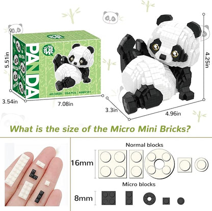 QLT QIAOLETONG Mini Building Blocks Animals Sets for Goodie Bags 1154 PCS Micro Mini Panda Building Toy Bricks for Adults Party Favors for Teens 14+ Birthday Gift for Boys Girls Carnival Prizes