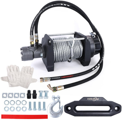 tekstap 20000LBS Hydraulic Winch,Steel Cable 1/2IN x 78FT,Gear Ratio:36/1,Hydraulic Motor:BMR100,Suitable for Vehicles with Hydraulic Stations, Off - Road Truck,Rescue Vehicles,Trailer,Fire Engines