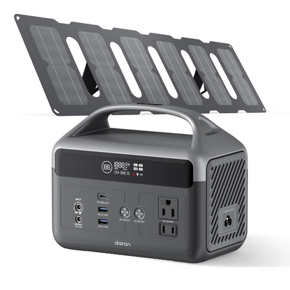 Portable Power Station with Foldable Solar Panels 40w, DaranEner 300w Lifepo4 Battery 60W USB-C Pd, 192Wh Fast Recharge Home Backup Power Bank, Lightweight Solar Generator for Camping, Outdoor Travel