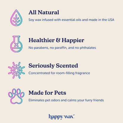 Happy Wax Bamboo & White Tea Scented Wax Melts for Cat Owners – Odor Eliminating, Calming, Pet-Safe, Non-Toxic, Dye-Free, Perfect for Use with Wax Warmers - 4 oz Pouch