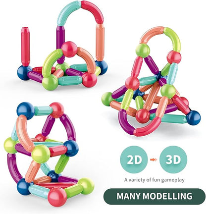 Magnetic Balls and Rods Set Magnet Building Set Magnetic Balls and Sticks - Featuring Safe Extra-Strong Montessori Toys STEM Stacking Toys for Boys &amp Girls 3+ (42 PCS)