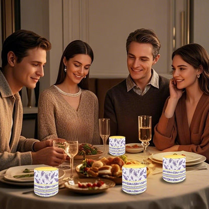 Cozeyat Lavender LED Candles Set of 4 Battery Powered Flameless with Remote Timer Dancing Flame Waterproof for Home Garden Patio Table