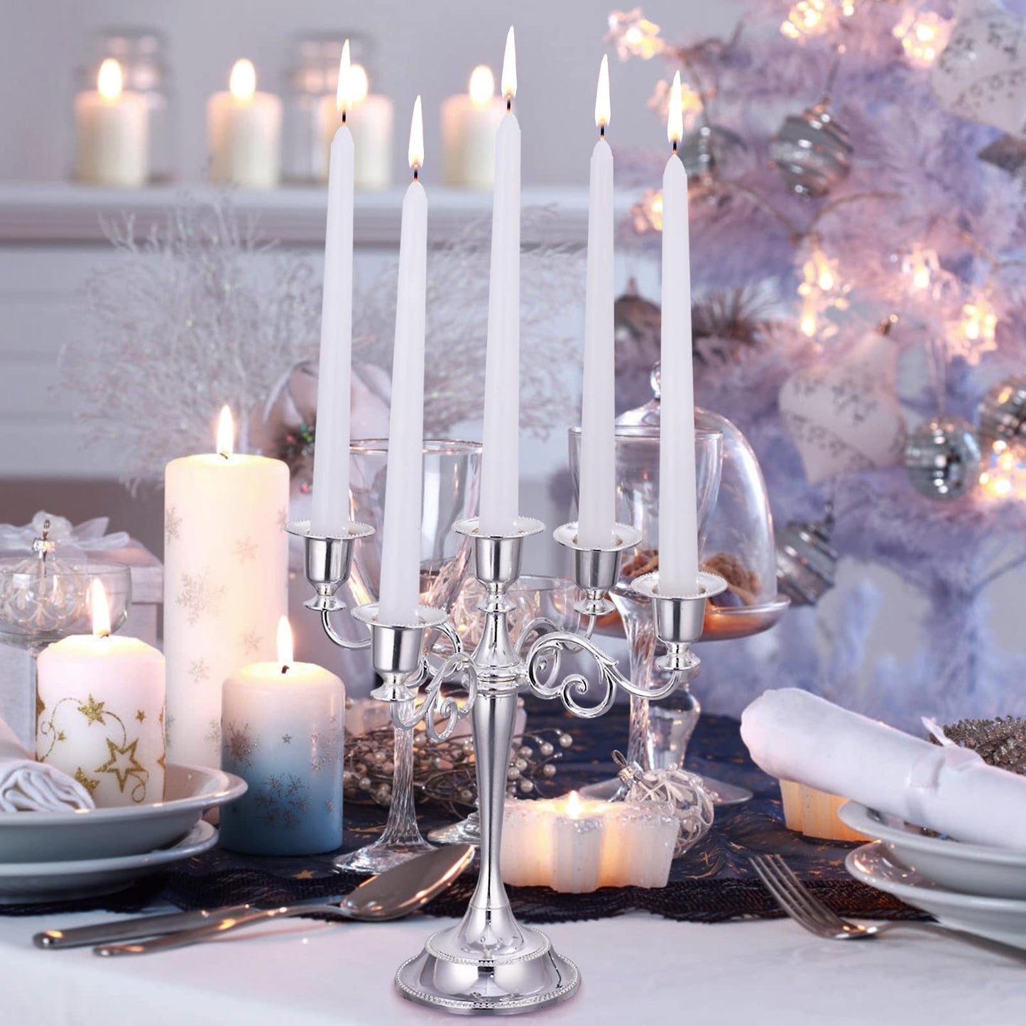 Tuyai 36 Pack Tall White Taper Candles, 10 inch (H) Dripless, Unscented Dinner Candle, Smokeless Taper Candles, Paraffin Wax with Cotton Wicks, 8 Hours Burn Time