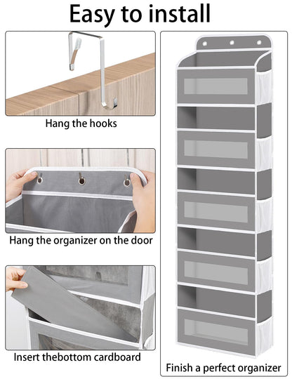 KYEVIS Over The Door Organizer, 5 Shelves Closet Door Hanging Organizer with 10 Mesh Pockets, Nursery Closet Organizer, Baby Essentials, Dorm Room Essentials for Girls
