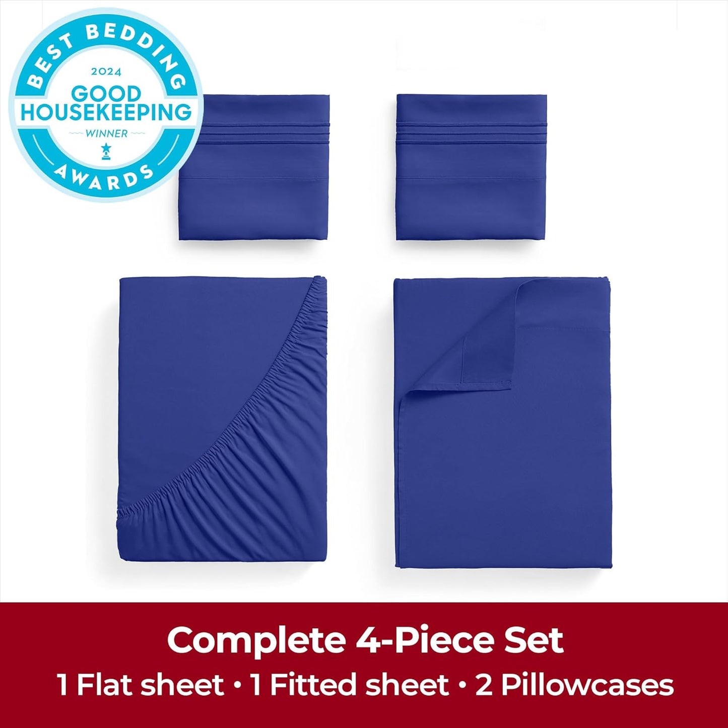 Mellanni Extra Deep Full Sheets - Hotel Luxury, Ultra Soft Cooling Bedding - Wrinkle & Stain Resistant (Royal Blue)