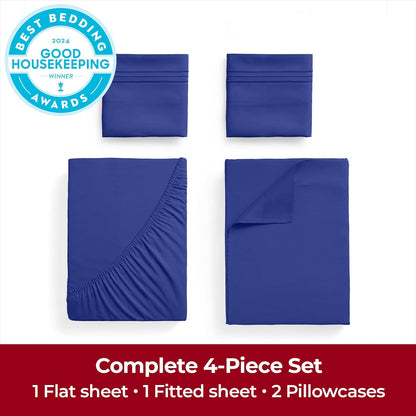 Mellanni Extra Deep Full Sheets - Hotel Luxury, Ultra Soft Cooling Bedding - Wrinkle & Stain Resistant (Royal Blue)