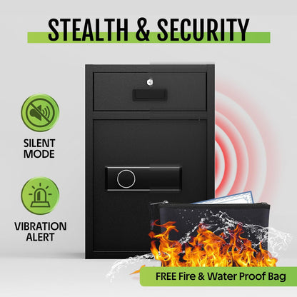 KAER 5.1 Cuft Money Safe for Home Drawer Safe Box with Mechanical Lock for Daily Cash & Keys Felt-Lined with Adjustable Shelf, Silent ＆Alarm, Fireproof Waterproof Bag, 49.2 lbs Caja Fuerte para Dinero