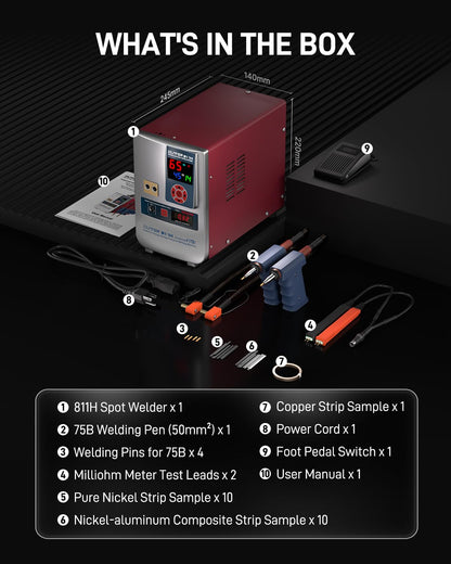 GLITTER Industry Spot Welder & Milliohm Resistance Meter, 42000W 7000A Battery Spot Welder, Copper Aluminum to Nickel Spot Welder for Lithium Batteries, Batch Build LiFePO4 Prismatic Battery Pack,811H