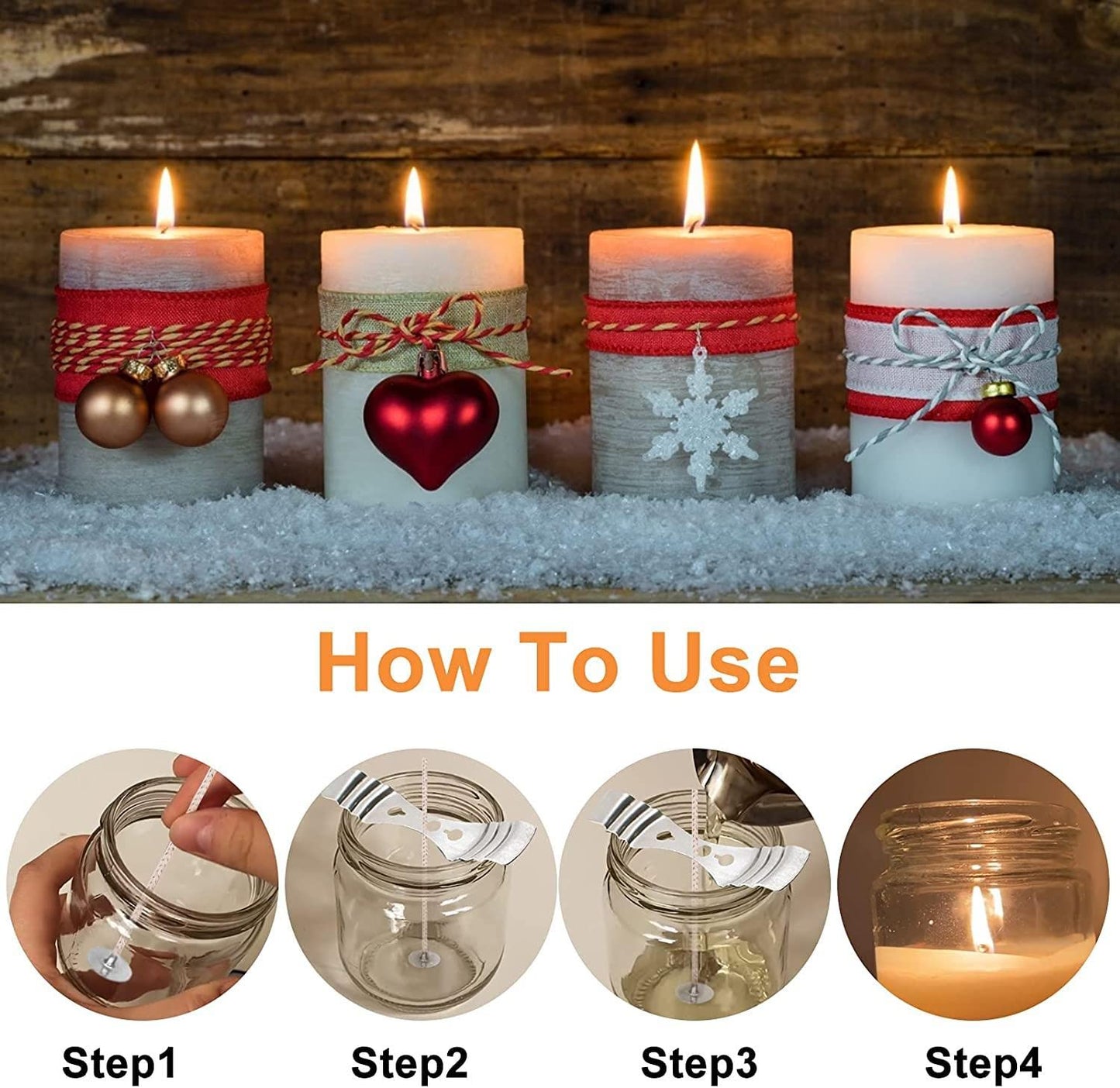 100pcs CD 4 Wicks for Soy Candles, 6 inch Pre-Waxed Candle Wick with Base