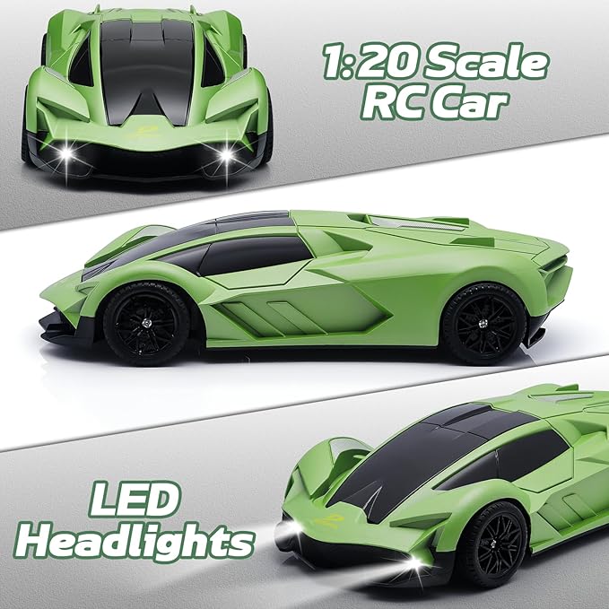 Snugzy RC Drift Car 1:20 Scale RC Cars 2.4GHz Remote Control Car Toy Gifts for Kids (Green)