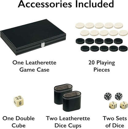 Mainstreet Classics by GLD Products 15-Inch Backgammon Board Game Set Black/White55-0619