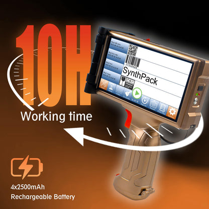 Handheld Inkjet Printer, 1200 DPI Portable Handheld Printer with 6.5 Inch Touchable Screen, 0.5 Inch Print Height for Printing QR Barcode Batch Number Logo on Plastic Carton Wood Metal Glass (SH1)
