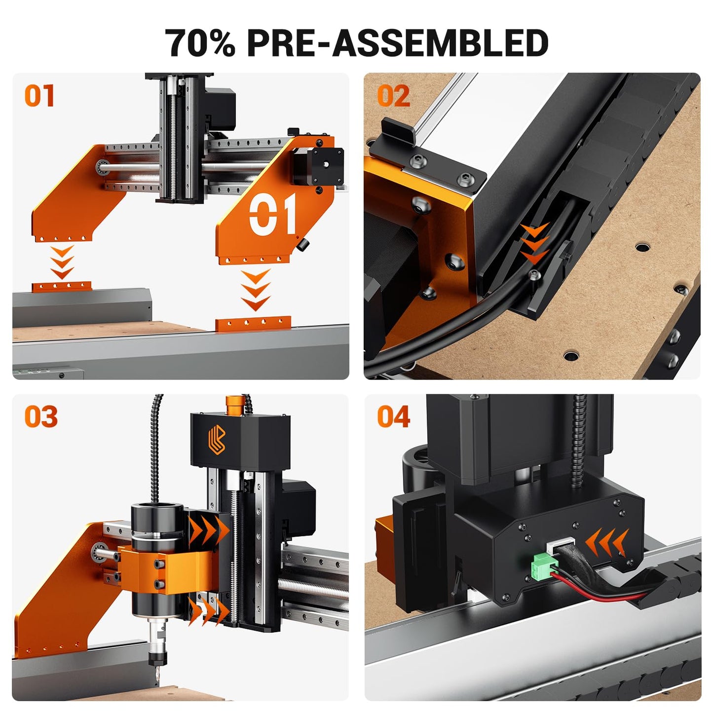 Artsian 01 CNC Router Machine 300W Spindle Power, 0.01mm Precision, 4-Axis Intelligent Controller, 420×420mm Workspace, Aluminum, Brass, Wood, Plastic, PCB Professional Desktop CNC Engraver
