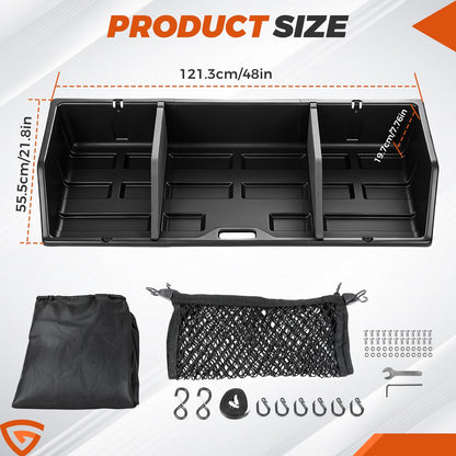 GEARLAST 48 inch Truck Bed Cargo Box, Truck Bed Organizers and Storage,Truck Bed Storage System with Isolation Netting and Tarpaulin, Tailgate-slide Design for Effortless Loading/Unloading