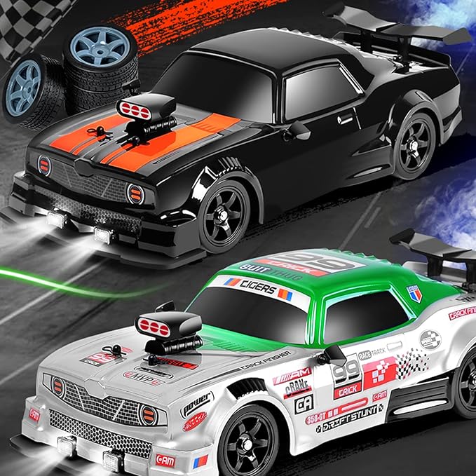 RC Drift Car Remote Control Cars for Adults 1/16 2.4GHz RC Drifting Car 4WD Drift RC Cars with Spray LED Lights and Drifting Tires Toy Cars for Boys Kids