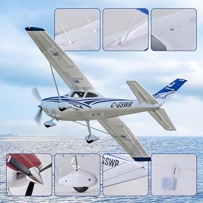Fms Rc Planes for Beginners Remote Control Airplane for Adults Single-Engine Propeller Airplane 1500MM Cessna 182 Red 6 Channel Hobby Rc Airplanes PNP (No Radio Battery Charger)