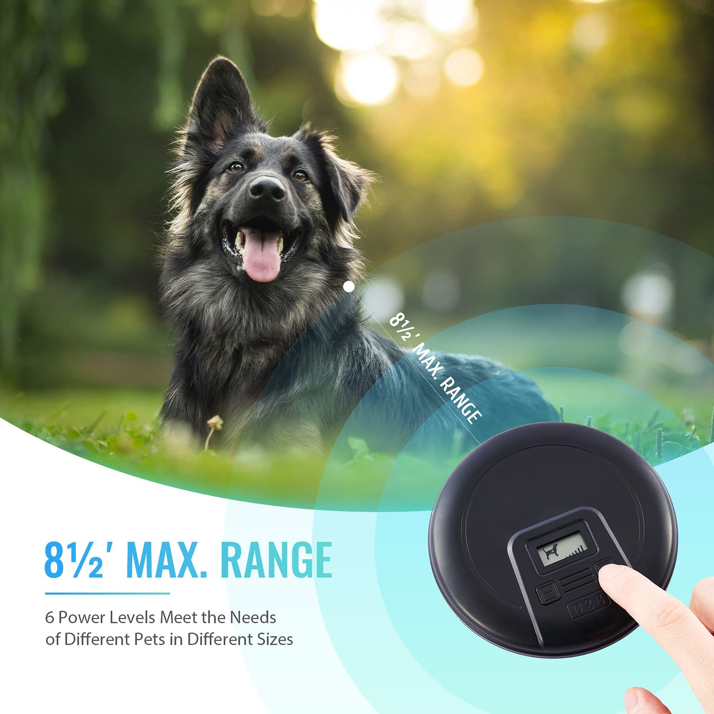 CO-Z Indoor Wireless Pet Barrier with Adjustable Range, Dog Electric Fence for Home, with Transmitter & Rechargeable Shock Training Collar, Pet Gate Keeps 1'6" to 8'6" Areas Off Limits