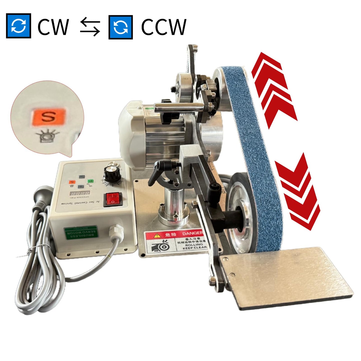 Belt Grinder Sander, 30 x 1-Inch Variable Speed Belt Polisher with VFD, 110V 550W Electric Grinding Machine with 2 Grinding Moulds & 3 PCS Sanding Belts for Metalworking, Knife Making