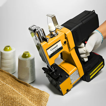 Bag Sewing Machine-Portable Battery Handheld Cordless Bag Sewing Machine,Automatic Bag Stitcher With Thread for Burlap Sack, Canvas,Feed Sacks,Rice Bags,Jute Bags,Seed Bags(Machine+1 battery)-Yellow