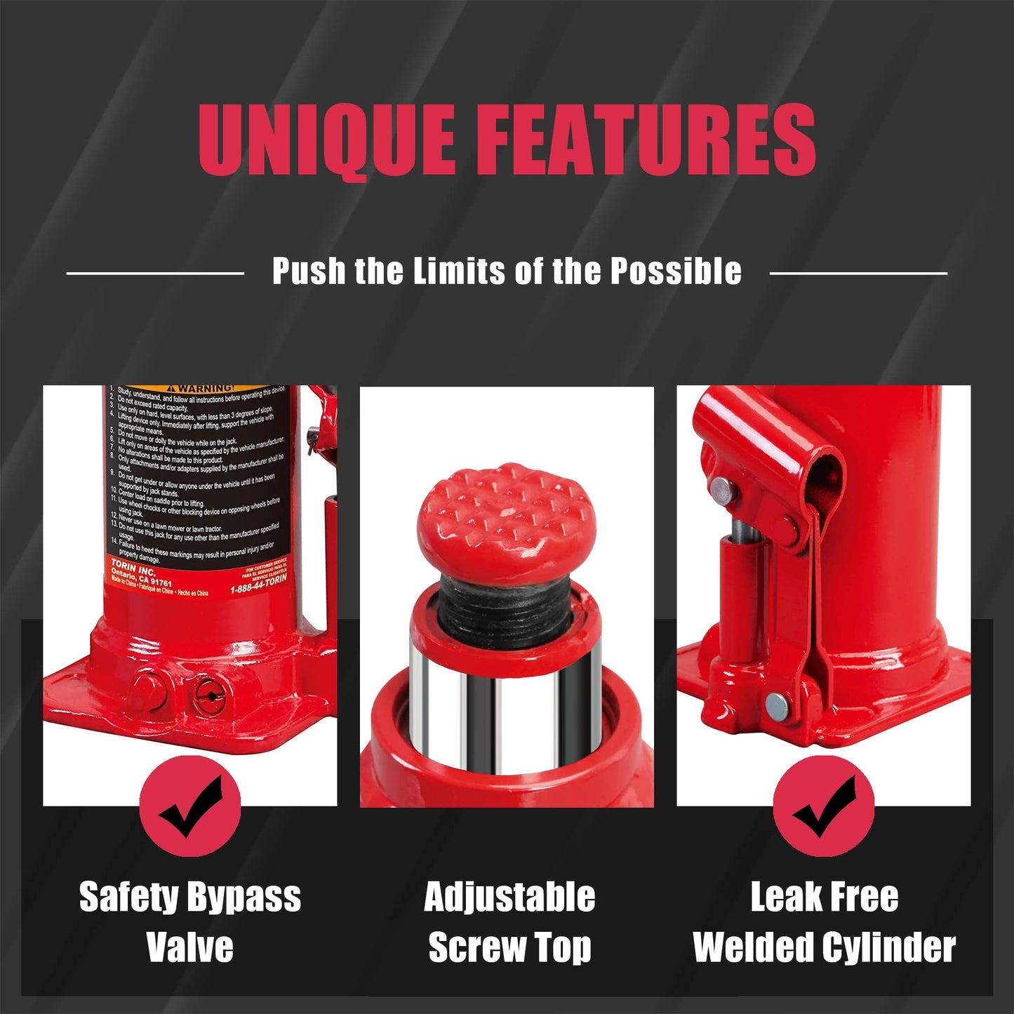 BIG RED 10 Ton (20,000 LBs) Torin Welded Hydraulic Car Bottle Jack for Auto Repair and House Lift, Red, TAM91003B