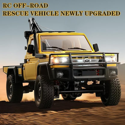 MN82T 1/12 Scale RC Rock Crawler Remote Control Truck Toyota Pickup Truck 2.4GHz 4WD Off-Road Crane Rescue Vehicle All-Terrain Crawler for Adults Kids Indoor Outdoor (whth Gift)