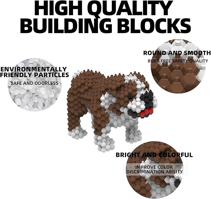 KADELE Cute Dog Building Animal Sets Extremely Challenging STEM Building Blocks Decor for Adults Kids Micro 3D Educational Toys for Boys Girls Ages 8 and UpBulldog