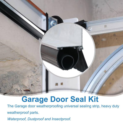 Duzzy Universal Garage Door Seals Kits, Weatherproofing Garage Door Seals Bottom Rubber with Brush and Aluminum Track Retainer Base Kit, U Shape+O Ring Heavy Duty Weatherproof Parts Kits (16.5 Feet)