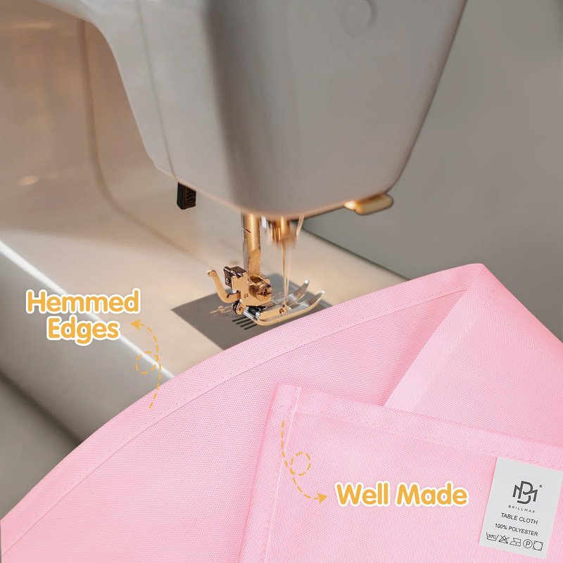 BRILLMAX 10 Pack Pink Tablecloths 60 x 126 Inch for 8ft Rectangle Tables - 150 GSM Polyester Fabric, 15" Standard Drop, Water, Stain & Wrinkle Resistant Cloth Cover for Wedding Banquet Dining Buffet