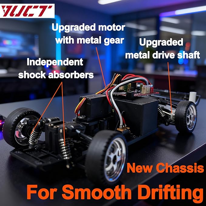 YUCT LDRC LD1804 1/18 Scale RWD RC Drift Car for Adults - 2.4GHz LDRC Drift Car with Gyro 3 Batteries Pop-up Light