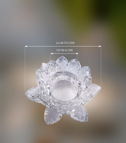Aixita Crystal Lotus Flower Tealight Candle Holder Set of 2, Clear Glass Candlestick Holders, Pillar Votive Candle Holders for Table Centerpiece, Home Décor, Party, Wedding, Dinning
