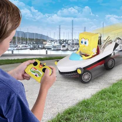 Nick Kart Racers - 2.4GHz RC Spongebob Boatmobile Straight from The Game “Nickelodeon Kart Racers 3: Slime Speedway” Full Function Fun Grippy Tires for Ultimate Traction