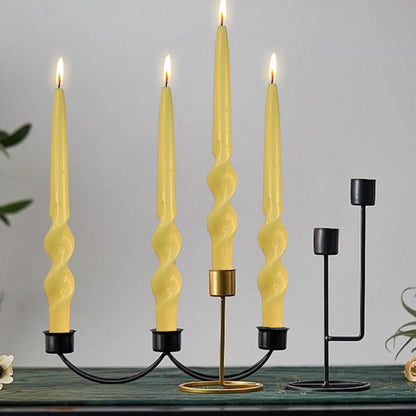 4pcs Beeswax Taper Candles Natural Honey Twisted Candlesticks Yellow Spiral Taper Candle Natural Scent Long Lasting Burning Handmade Bee Wax Candle for Home Wedding Women Christmas Halloween
