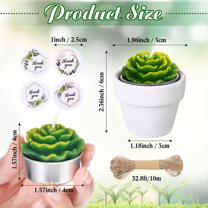 MTLEE Cactus Candle Planter, 18 Pcs Paraffin Wax Succulent Tealight Candles with Mini White Terracotta Clay Pots, for Party Favor, Fiesta, Birthday, Wedding Decor, Indoor, 1.57x1.57 inches