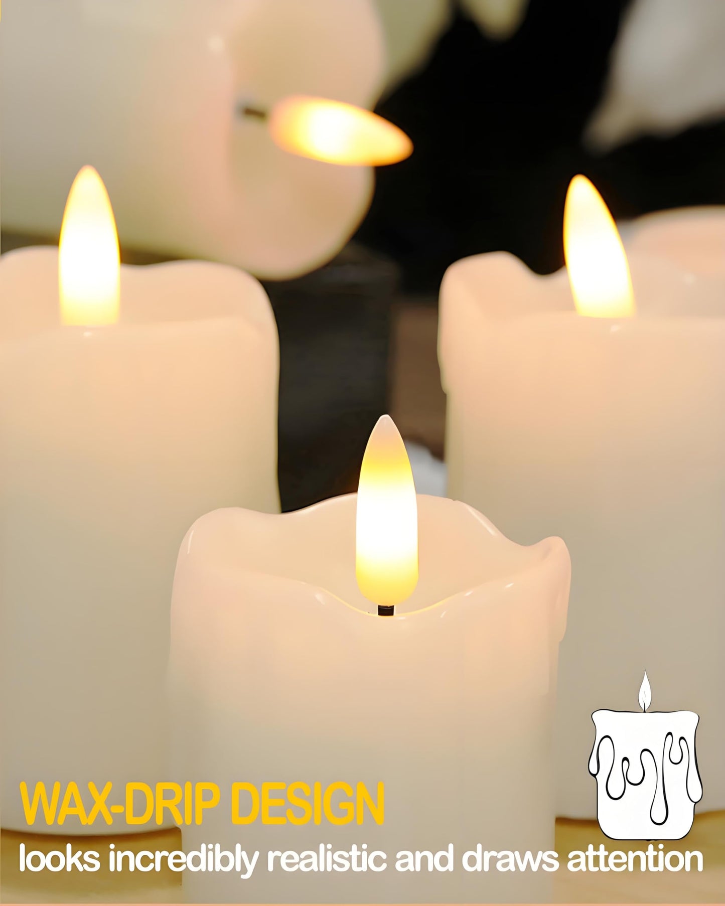 Gmnee 2"x2" White Flameless Votive Candles with Remote Timer, 400+Hours Small Battery Operated LED Candles Flickering for Wedding, Party and Holiday Decoration(Battery Included)