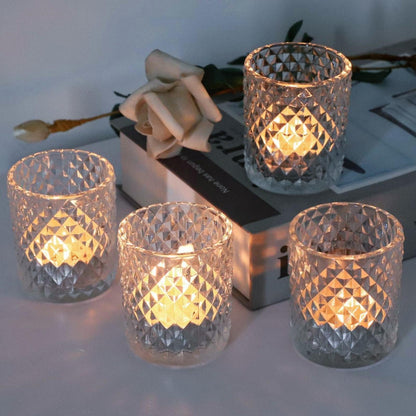 Woho 12Pcs Clear Votive Candle Holders, Tealight Candle Holder for Home Decor, Glass Tea Lights Candle Holder for Birthday Holiday Table