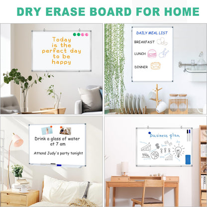 H-Qprobd 3' x 2' Magnetic Whiteboard Large Dry Erase White Board 36"x24" Aluminum Presentation Whiteboard with Long Pen Tray, 6 Markers, 2 Erasers &12 Magnets