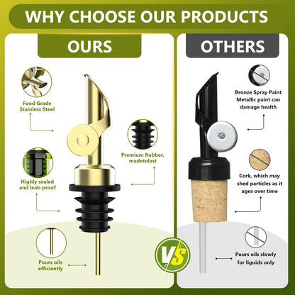 EJGIEGSO Olive Oil Dispenser Bottle for Kitchen, 12oz/350ml Extra Thick Glass Oil and Vinegar Cruet with Stainless Steel Pourer, Funnel & Cleaning Brush, Premium Oil Dispenser Set (Avocado)