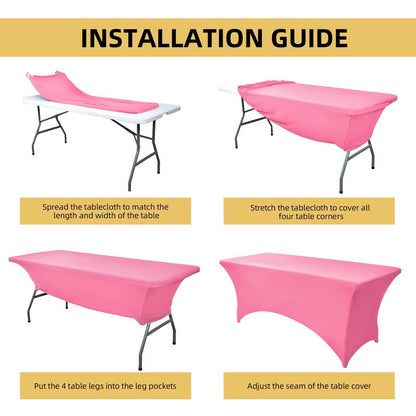 ZarzaaSik 2-Pack 8ft Spandex Table Covers for Rectangle Folding Tables - Washable Elastic Tablecloth - Ultimate Fitted Table Protector for Birthday Parties, Trade Shows, Banquet