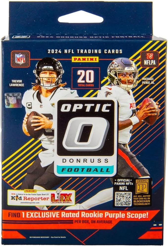 2024 Donruss Optic NFL Football Trading Cards Hanger Box – Purple Scope Parallel – 20 Cards Per Box – Includes Rated Rookie &amp Inserts