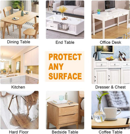 22x48 Inch New Version Clear PVC Table Cover Protector 1.5mm Thick Waterproof Heat Resistant Table Pad for Dining Room Table Plastic Vinyl Desk Pad Mat for Night Stand Dresser End Table Writing Desk