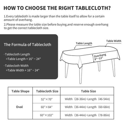 HOMBYS Solid Embroidery Oval Tablecloth with Tassels for Oval Table, 60 x 84 Inch Lace Dust-Proof Table Cover for Kitchen Dinning, Wrinkle Free Anti-Fading Tabletop Decoration